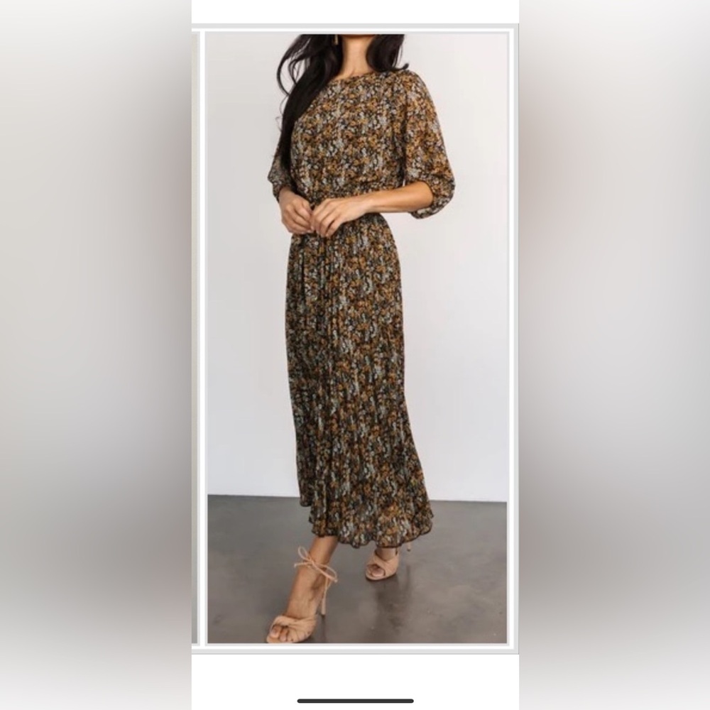 NWT Baltic Born Eileen Pleated Midi Dress in Midnight Garden Print